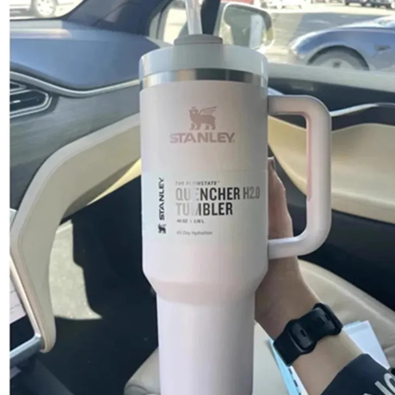 Stanley Tumbler with Handle Straw Lid Stainless Steel 30oz/40oz Vacuum Insulated Car Mug Double Wall Thermal Iced Travel Cup